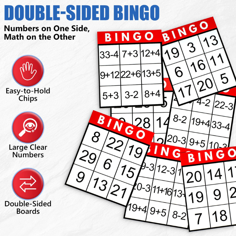 Assistex Large Text Bingo Games for Seniors – 11 Double Sided Board Games for Dementia Patients – Easy to Hold Alzheimer's Games